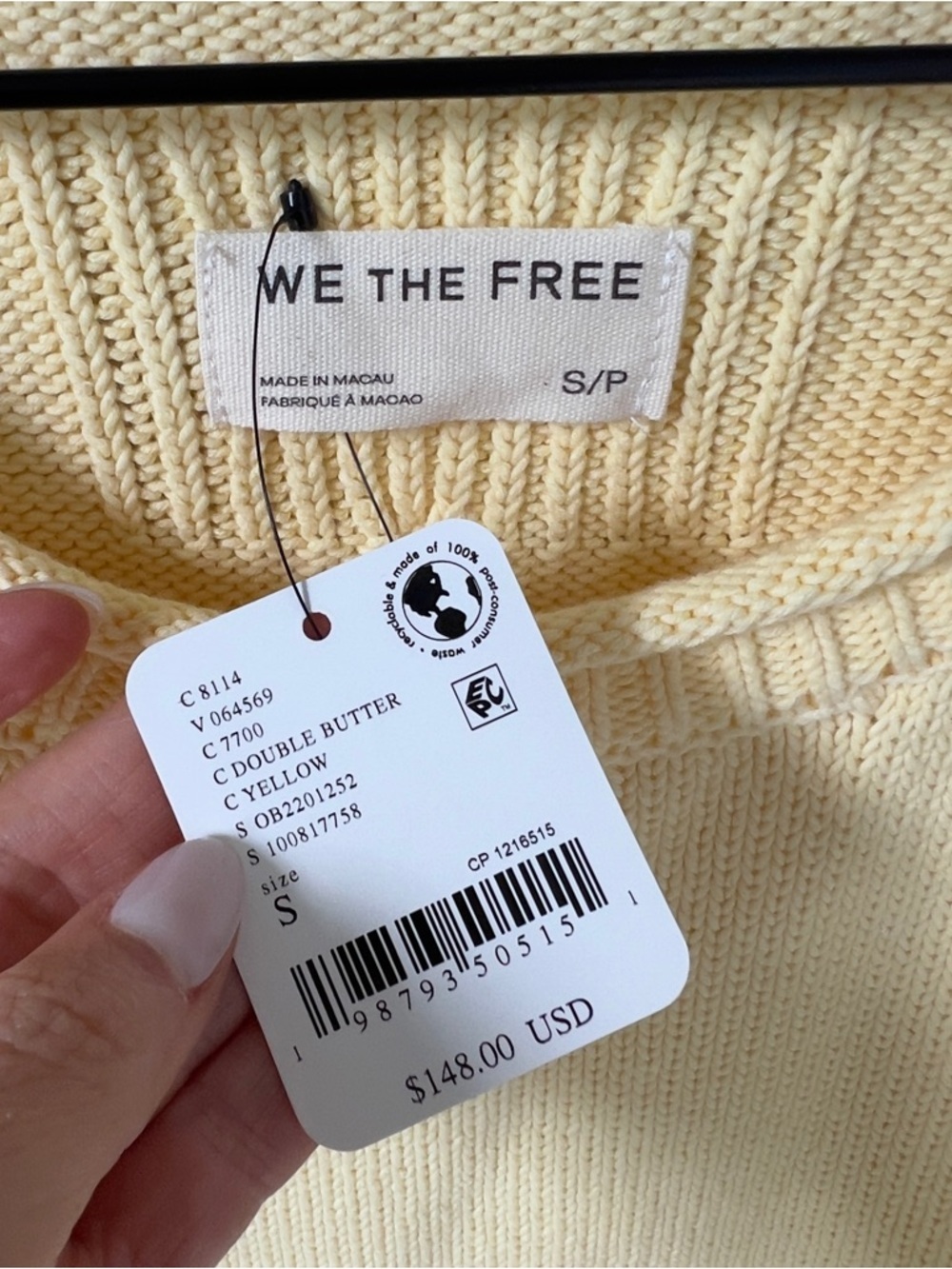 Free People We The Free Ella Roll-Neck Cotton Knit Sweater - Double Butter - NWT - Picture 6 of 6